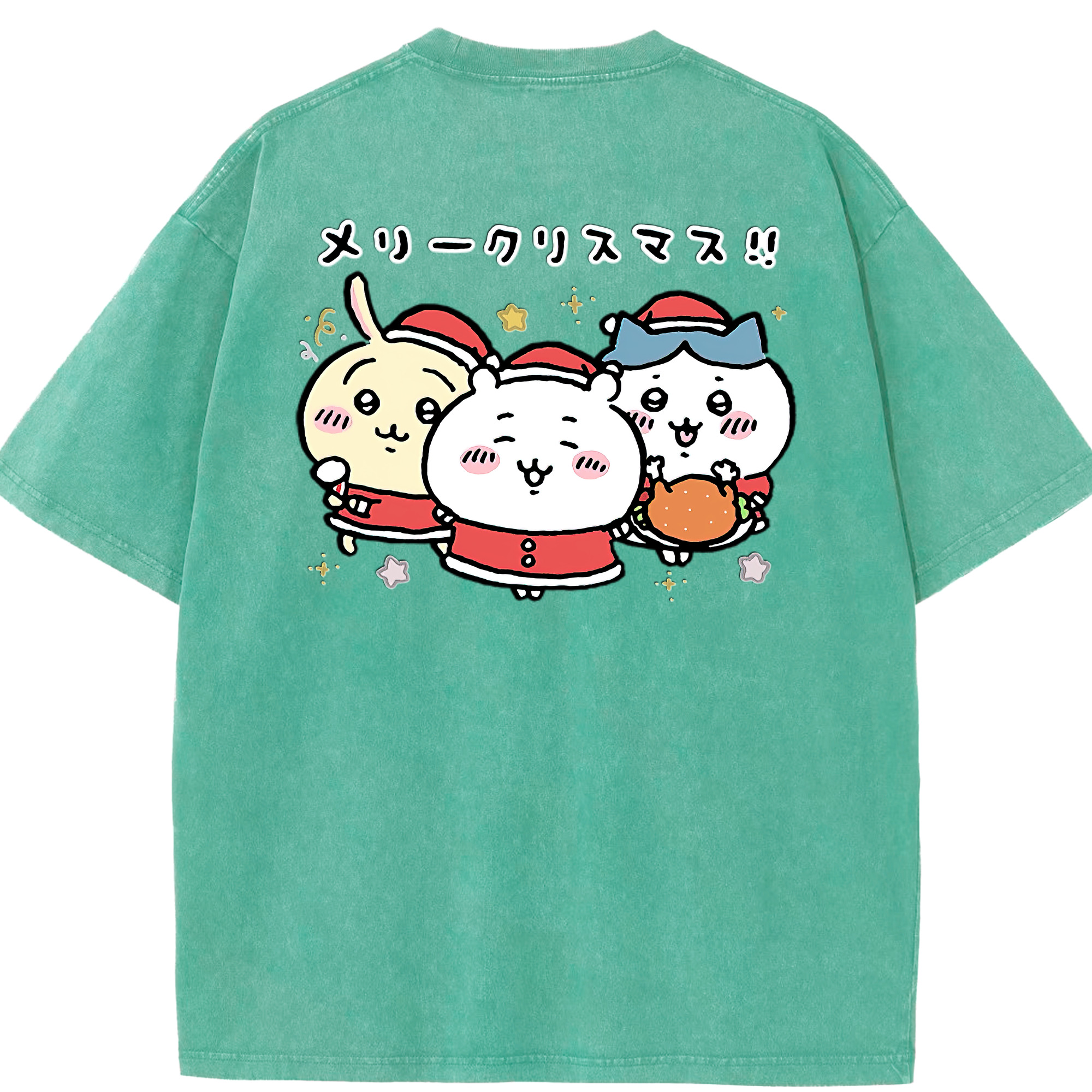 （画像用） ちいかわ ハチワレ Chii-kawa hachiware 綿100% ヴィンテージ風 半袖Tシャツ（背面プリント）